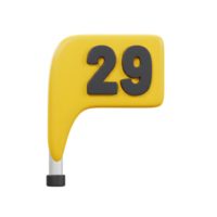 A cheerful yellow sign boldly displays the number 29. Its playful 3D design and simple style create a fun, memorable image. png