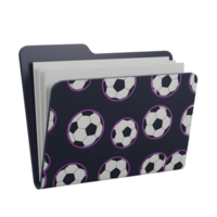 A dark-navy file folder features a playful pattern of soccer balls, adding a touch of sporty charm to organization. Clean lines and a simple design make it functional and fun. png