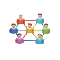 uma cativante rede do colorida 3d figuras interligados, formando uma vibrante e noivando visual. a alegre humor é palpável. png