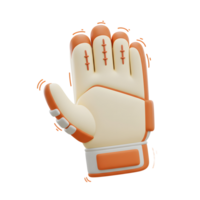 A playful 3D render of a goalkeeper's glove, showcasing a creamy beige palm and vibrant burnt orange accents. The cheerful style adds a fun touch. png