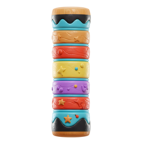 A cheerful tower of vibrant, textured layers forms a playful letter I. Each segment bursts with color and charming details, creating a joyful, whimsical mood. png