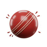 A vibrant red cricket ball, gleaming with a glossy finish, features crisp white stitching. Dynamic red splatters add playful energy. png