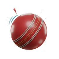 A vibrant red cricket ball, depicted with dynamic stitching, pops against a clean white background. The playful design adds energy and excitement. png