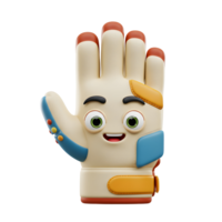 A friendly cartoon goalkeeper glove waves hello Its bright colors and happy face create a joyful and playful mood. Perfect for kids png