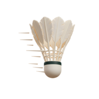 A pristine white shuttlecock streaks across a blank canvas, its feathers slightly blurred, suggesting swift movement and dynamic energy. The minimalist style emphasizes speed and elegance. png