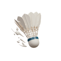 A pristine white shuttlecock, feathers slightly askew, seems to burst into motion against a stark white backdrop, creating a clean and dynamic feel. png