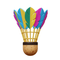 A vibrant shuttlecock bursts with playful color Its cheerful, multicolored feathers and cork base create a fun, lighthearted mood. png