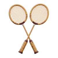 Two charming, rustic wooden rackets, adorned with playful brown spots, cross playfully against a bright white background. A touch of whimsical charm. png