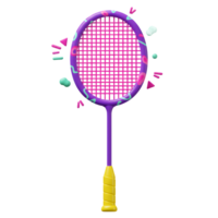 un vibrante púrpura bádminton raqueta, adornado con juguetón Al estilo de los años 90 patrones, soportes Listo para un divertido juego. sus alegre colores y único diseño añadir un toque de retro encanto. png