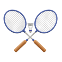 Two stylish badminton racquets cross in a vibrant design. A shuttlecock rests between them, adding a playful touch. Clean, modern aesthetic. png