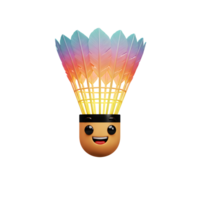 A vibrant shuttlecock with rainbow-colored feathers smiles happily Its playful face and bright colors create a cheerful, fun mood. png