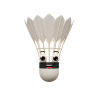 A happy badminton shuttlecock smiles brightly, surrounded by sparkling lights. Its cheerful expression and detailed feathers create a fun, playful mood. png