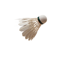 A pristine white badminton shuttlecock streaks across a white background, its feathers blurred by speed, capturing the dynamism of the game. png