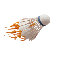 A badminton shuttlecock blazes across the court, its feathers trailing a vibrant orange flame. Dynamic action, intense energy png