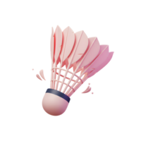 A charming, pastel-pink badminton shuttlecock floats, feathers slightly askew, against a crisp white backdrop. Its playful 3D style evokes a sense of lightheartedness and movement. png
