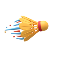 A vibrant yellow shuttlecock zooms across the screen, leaving a trail of colorful motion blur. Playful, dynamic, and full of energy png