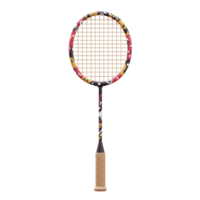 A playful badminton racket with a striking abstract design. The colorful frame and handle add a fun, energetic vibe. Perfect for a game png