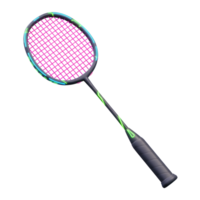 Catchy neon accents pop on this sleek badminton racket. The pink and purple mesh contrasts stylishly with the dark gray handle. Ready for a game png