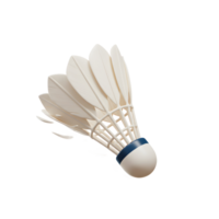 A pristine white shuttlecock, captured mid-flight, showcases its delicate feathers and sleek design. The minimalist background emphasizes the object's dynamic form. png