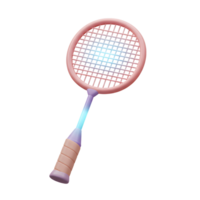 un encantador pastel rosado bádminton raqueta, sutilmente brillante, invita un divertido juego. sus 3d estilo y suave colores crear un alegre humor. png