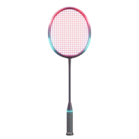 un pulcro bádminton raqueta brilla con vibrante neón rosado y azul acentos el oscuro encargarse de contrastes hermosamente, creando un elegante y dinámica imagen. png