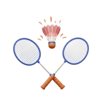 Two crossed badminton rackets await the next serve, a pink shuttlecock poised mid-flight. A cheerful, dynamic scene full of action. png