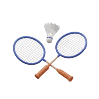 Cross-crossed badminton racquets with a shuttlecock and floating birdies create a dynamic, playful, and energetic scene. Perfect for sport and leisure. png