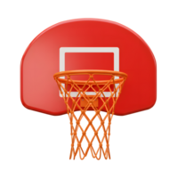 A vibrant red basketball backboard and bright orange hoop create a bold, minimalist image. Simple yet striking, it evokes a sense of sporty energy. png