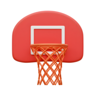 A vibrant coral basketball hoop stands out against a white background. The simple, 3D design creates a clean and modern aesthetic. png