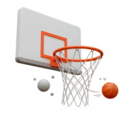 A basketball swishes through the net of a minimalist orange and white hoop. Clean lines, bright colors, dynamic action png