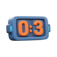 A charming, 3D-rendered digital timer shows. The playful design features bright orange numbers on a deep blue background. It's a fun, eye-catching image png