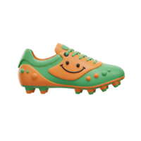A single, cheerful green and orange soccer cleat with a smiling face design. Fun, playful, and ready for the game png
