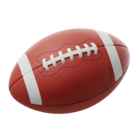 A pristine American football, rendered in a realistic style, rests against a clean white background. The deep red leather and crisp white stripes create a classic look. png