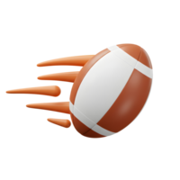 A dynamic image of a rugby ball in motion, streaking across the frame with fiery orange trails, creating a sense of speed and excitement. png