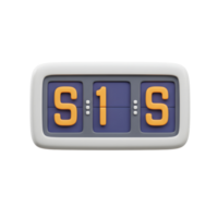 A charming retro-style flip clock displays 'S1S', its orange numerals contrasting against a soft purple background. The playful 3D design adds a touch of whimsy. png