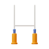 limpar \ limpo linhas e alegre cores definir isto brincalhão 3d Renderização do rúgbi traves de baliza. laranja bases e uma branco barra crio uma diversão, desportivo imagem. png