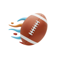 A vibrant 3D rendering of an American football, seemingly speeding forward with a colorful, dynamic trail. The image evokes a sense of energy and excitement. png
