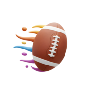 A dynamic image showcases a brown American football seemingly propelled by a colorful, paint-like streak. The vibrant hues and motion create an energetic and exciting mood. png