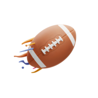 A dynamic 3D rendering of an American football, streaking across a white background with vibrant paint splashes, creating an energetic and playful scene. png