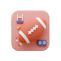 A charming 3D app icon shows a football ready for kickoff, game elements, and a playful pink backdrop. Get in the game png