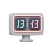 A charming retro-style digital clock, its pastel numbers glowing softly against a dark background within a neon-lit frame. A calming, nostalgic feel. png