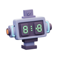A charming, retro style digital clock in a playful 3D design. Its vibrant colors and futuristic elements create a whimsical, nostalgic mood. png