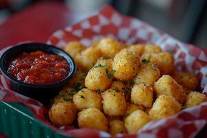 A basket of cheesy tater tots photo
