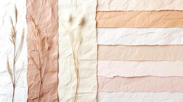 Delicate paper textures in soft tones of peony pink, taupe, and beige create a romantic moodboard for elegant branding and visual inspiration photo