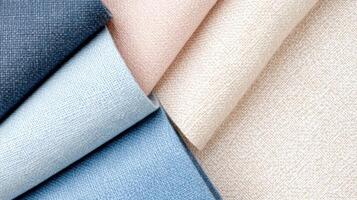 Palette of fabrics and paper swatches in soft hues perfect for design projects and moodboards showcasing elegant color combinations and textures photo