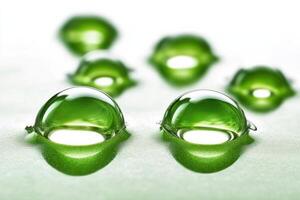 Macro water droplets reflecting green creating abstract pattern photo