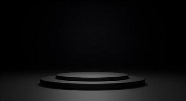 Elegant minimalist black pedestal display for product showcase on transparent background photo