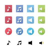 Music And Volume Icons Colorful Flat Design Style Variations Set vector