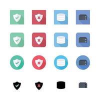 Security Database Server Flat Icons Set Data Protection Concept Collection vector