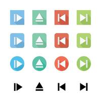 Media Player Control Vectors Icons Set In Various Styles And Colors